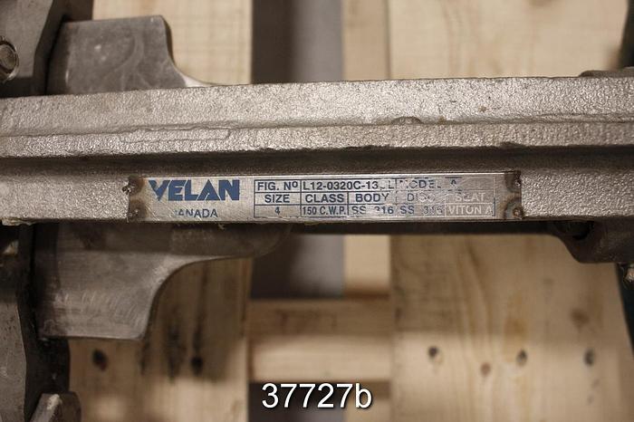 Used Velan 4" Hand Operated Knife Gate Valve, L12-0320C-13BL #37727