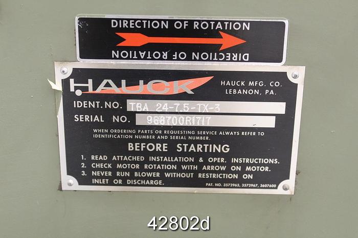 Used Hauck TBA 24-7.5-TX-3 Blower #42802
