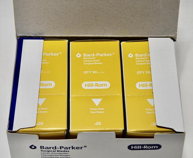 371120: ASPEN BARD-PARKER RIB-BACK CARBON SURGICAL BLADES, NO. 20, 1 BOX OF 150