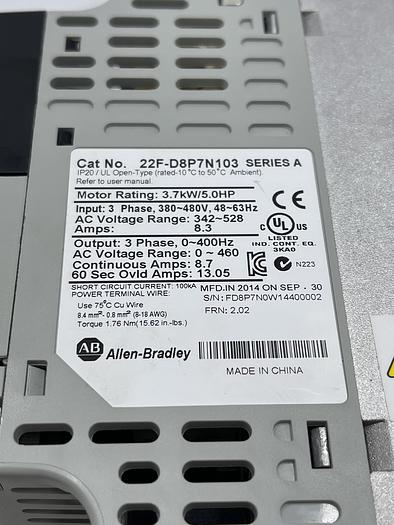 Used Allen-Bradley 22F-D8P7N103 Ser A