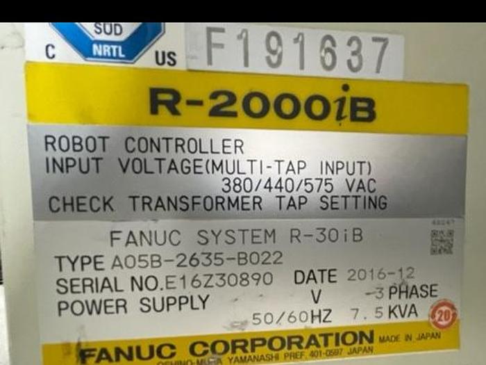 Used FANUC R-2000iB/250F 6 AXIS ROBOT WITH FANUC R30iB CONTROLLER
