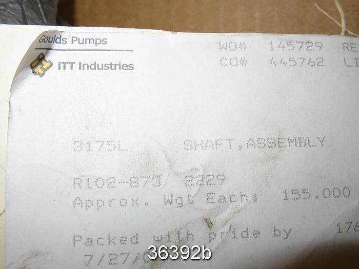 Unused Goulds 3175L Pump Shaft Assembly #36392