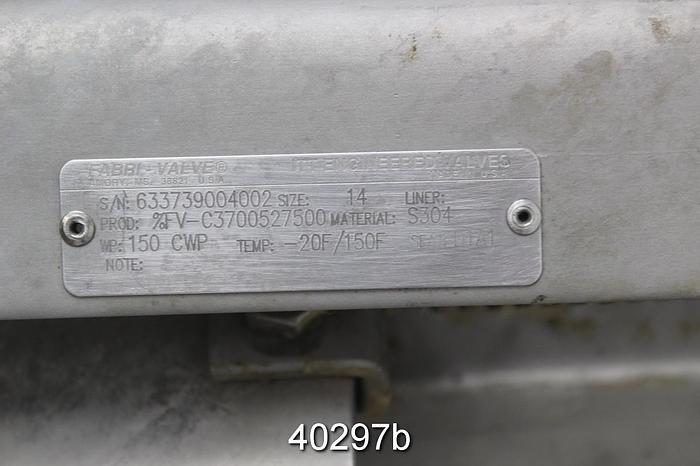 Used Fabri 14" Hand Operated Knife Gate Valve #40297