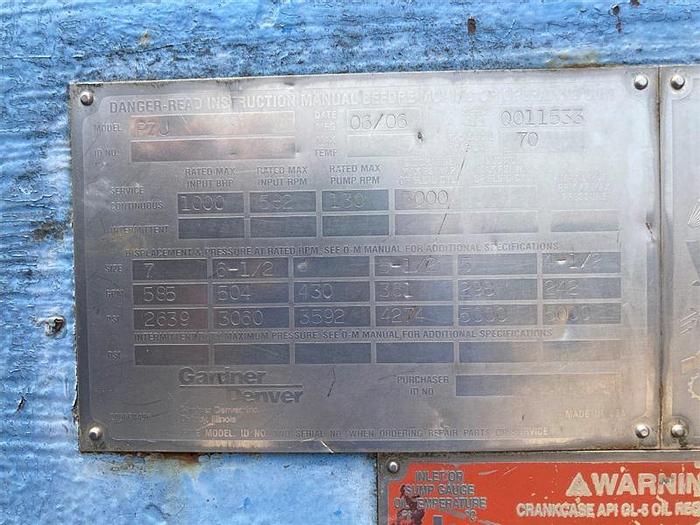 Used 2006 Gardner Denver PZJ Triplex Mud Pump