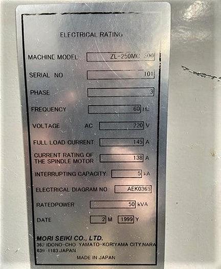 Used 1999 Mori Seiki ZL-250MC/500