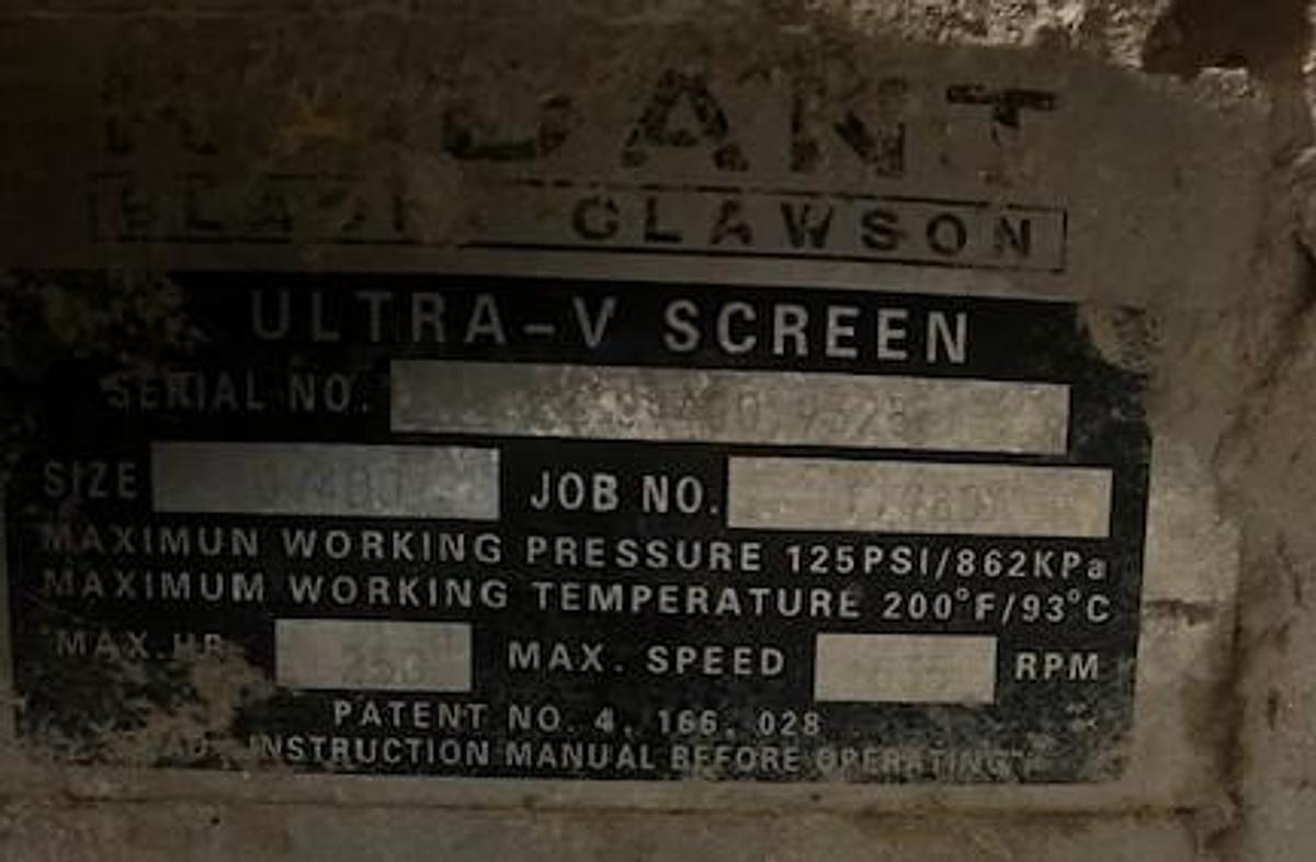 Used Black Clawson UV400 Pressure Screen #46727