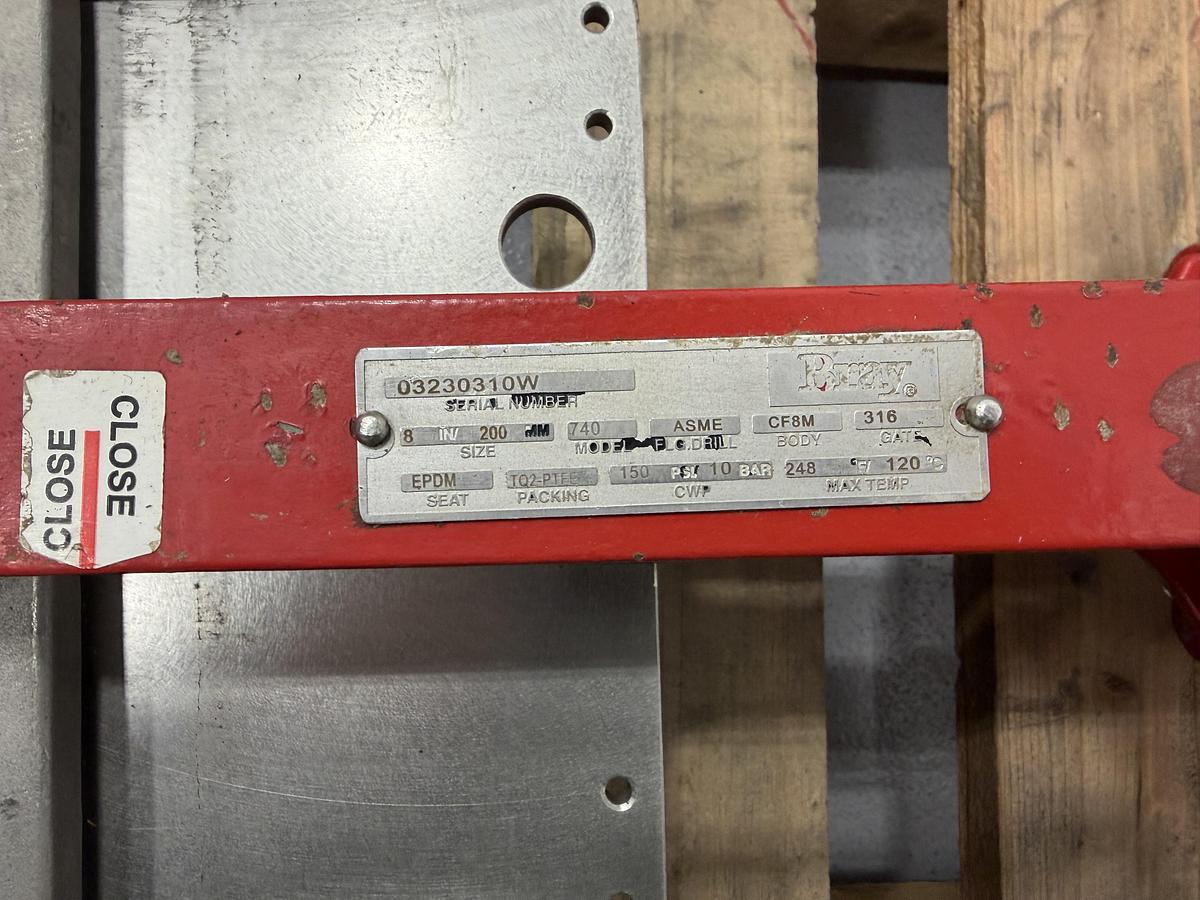 Unused Bray 8" Air Operated Knife Gate Valve #47177