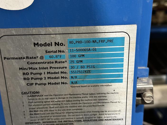 Used GE Pro Series Reverse Osmosis System #45309
