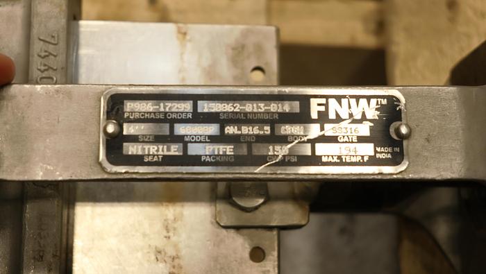 Used FNW 4" Air Operated Knife Gate Valve #46306