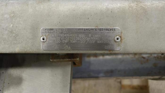 Used Fabri-Valve 8" Hand Operated Knife Gate Valve #45322