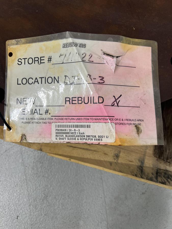 Refurbished BLACK CLAWSON HIGH CONSISTENCY HYDRAPULPER ROTOR HUB # 47038