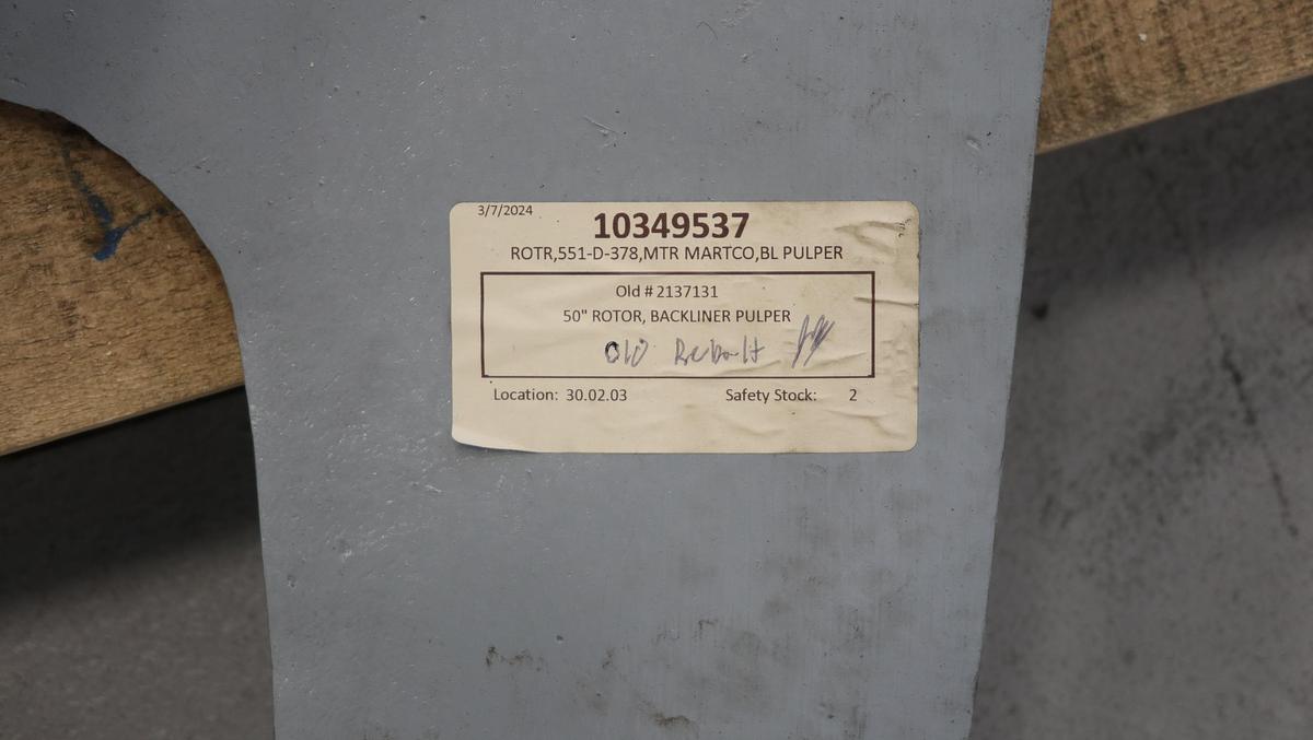 Refurbished Black Clawson 8-Vane 50" Vokes Rotor With Power Saver Vanes  #46976