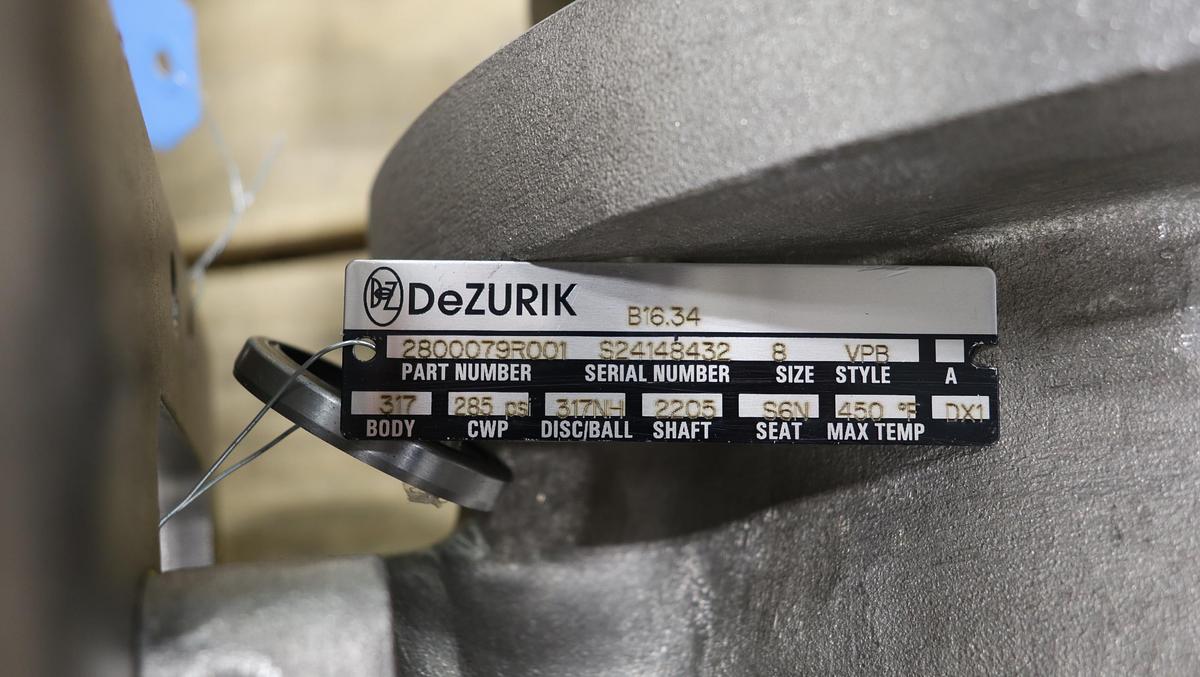 Unused Dezurik 2800079R001 VPB Style 8" Air Operated Vee Ball Valve #47296