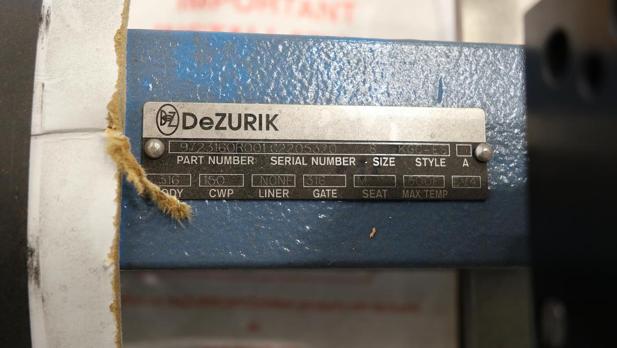 Unused Dezurik 8" Air Operated Knife Gate Valve #47093