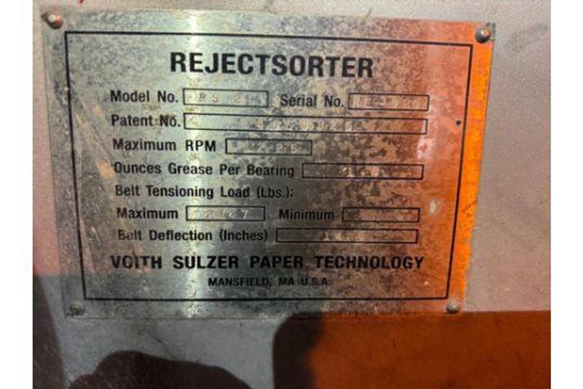 Used Voith Sulzer Model RS2C Reject Sorter #46752