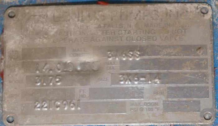 Used Goulds 3175 3x6x14 Pump #45880