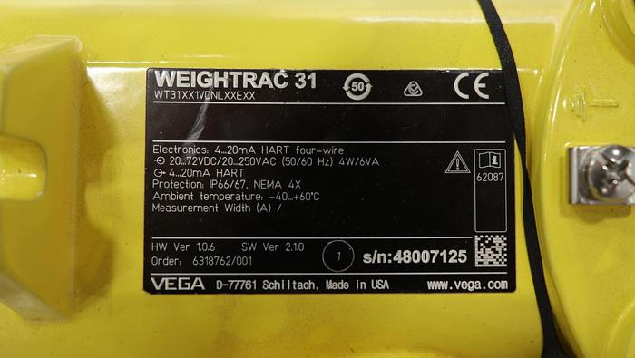 Unused VEGA Weightrac 31 Radiometric Sensor For Mass Flow Detection Assembly #46076