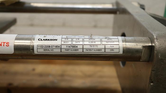 Unused Clarkson 14" Air Operated Knife Gate Valve #46362