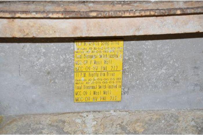 Used KROFTA STAINLESS STEEL 28' DIA X 2' H CLARIFIER WITH ROTARY SCOOP & RIM, BOTTOM DISCHARGE, S/N N/.   #45445