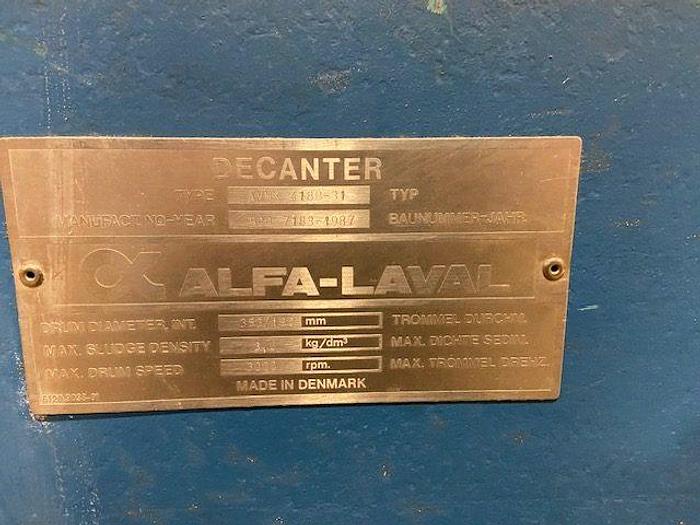 Refurbished REFURBISHED ALFA LAVAL NX418 STAINLESS STEEL DECANTER CENTRIFUGE #45247