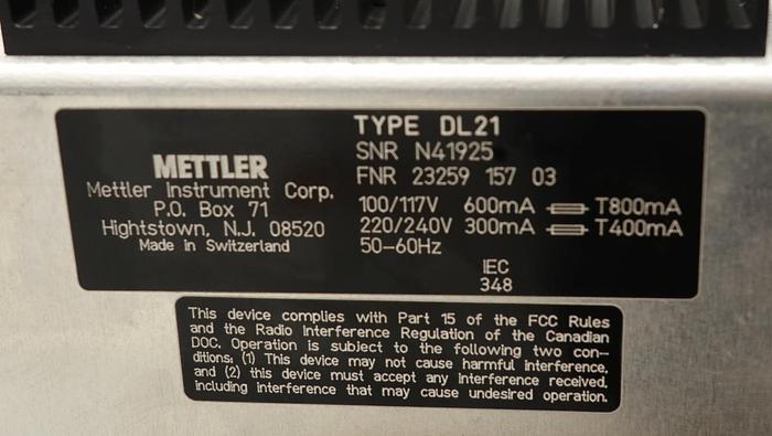 Used Mutek PCD 02 Particle Charge Detector With Mettler DL21 Titrator #46102