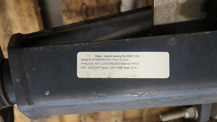 Used Fabri-Valve 6” Hand Operated Knife Gate Valve #45325