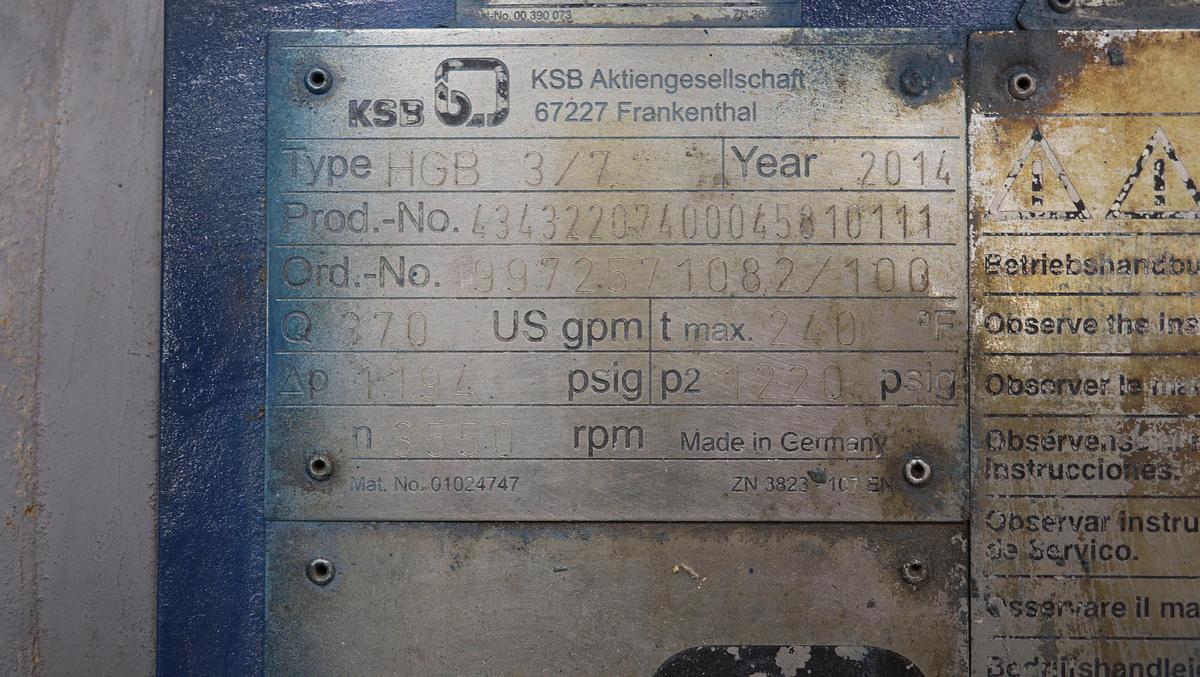 Refurbished KSB HGB 3/7 High Pressure Pump #47272