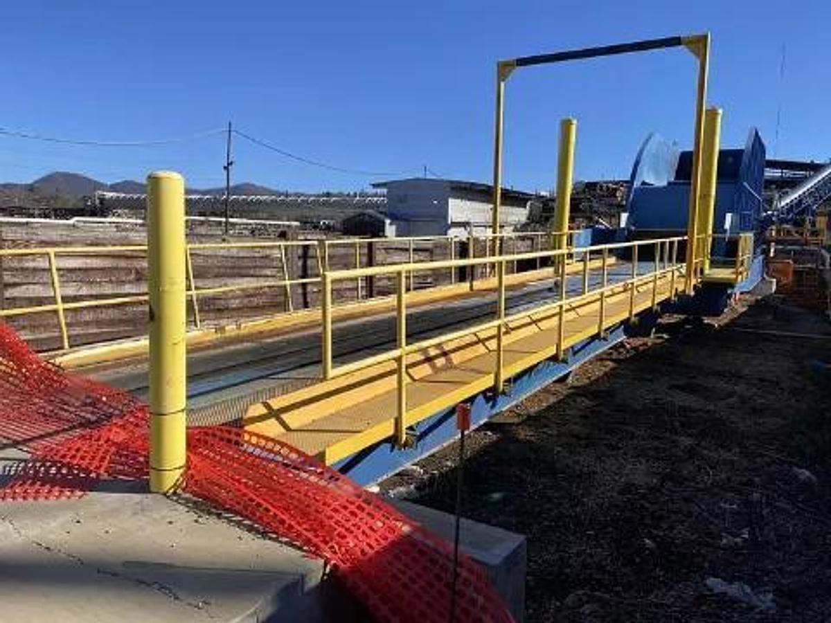 Used Bruks 70' Back-On Truck Dump with Optimized Smooth Cargo Flow Receiving Hopper #47308