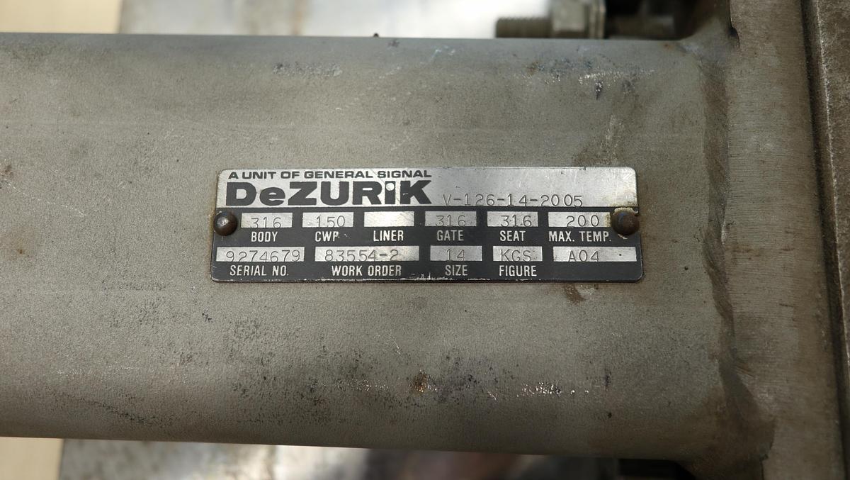 Used Dezurik 14" Air Operated Knife Gate Valve #46705