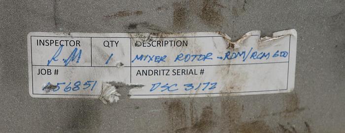 Unused Andritz Rom Model 600 Stainless Steel Mixer Rotor #45826