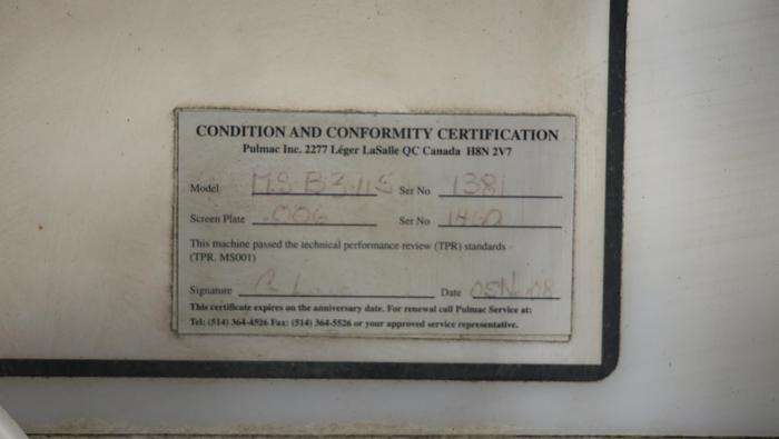 Used Pulmac MS-B3-115V Shiv Analyzer #44823