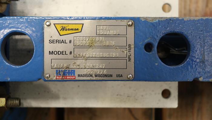 Used WARMAN 4" Hand Operated Knife Gate Slurry Valve #46095