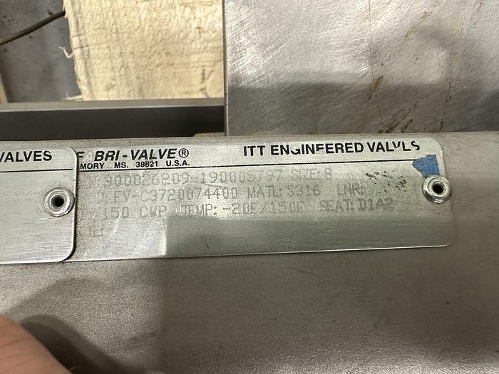 Used Fabri-Valve 8" Hand Operated Knife Gate Valve #46319