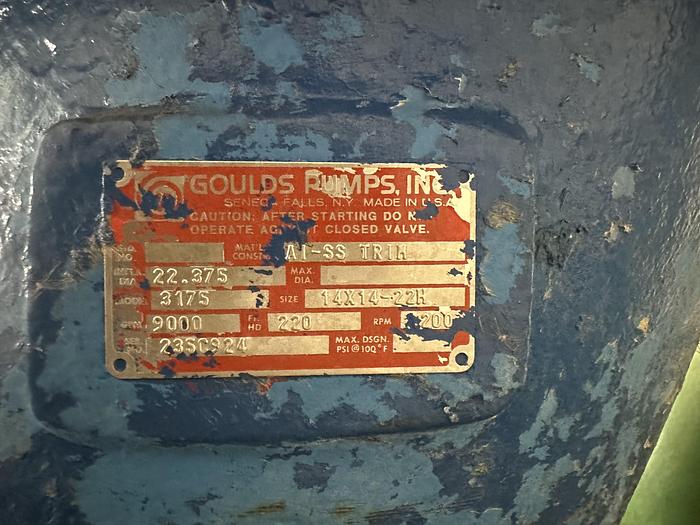 Used Goulds 3175 Pump, 14x14x22H, Ductile Iron Casing #27669