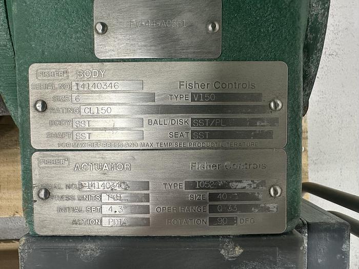 Used Fisher 6" V150 Air Operated Vee Ball Valve #46341