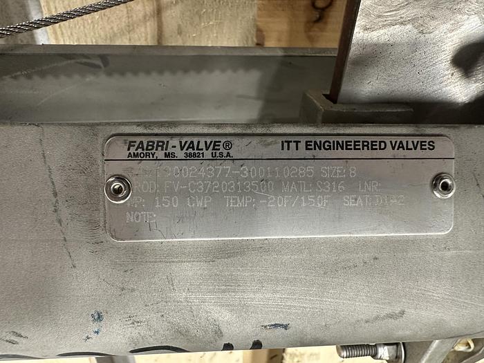 Used Fabri-Valve 8" Hand Operated Knife Gate Valve #46315