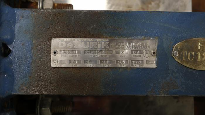 Used Dezurik 12" Air Operated Knife Gate Valve #46349
