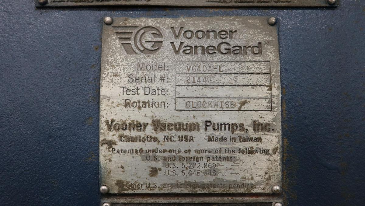 Refurbished Vooner Model VG40A-L Vacuum Pump #47123