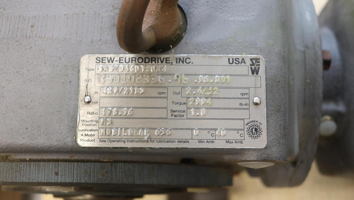 Used Sew EuroDrive Inc. Refiner Set-up Gear Drive & A/C Motor #46651