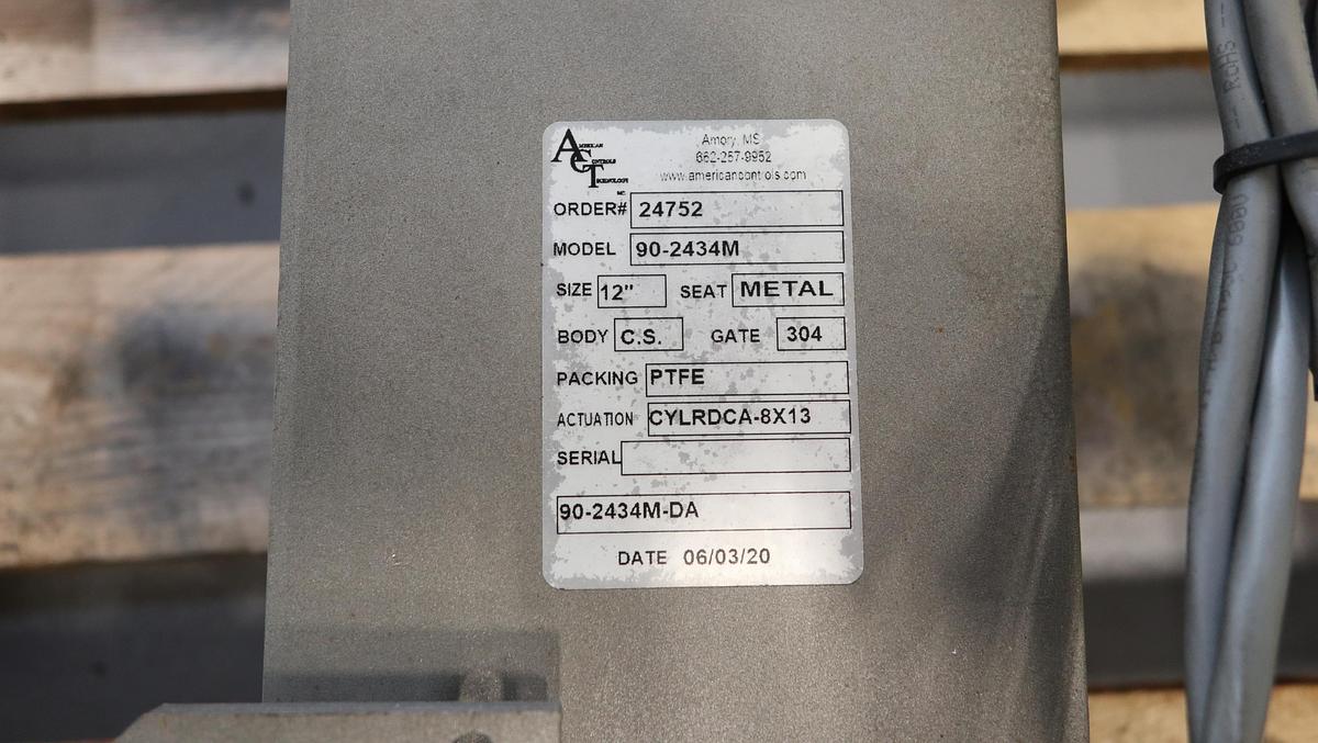 Used American Control Technology 90-2434M 12" Air Operated Knife Gate Valve #46558