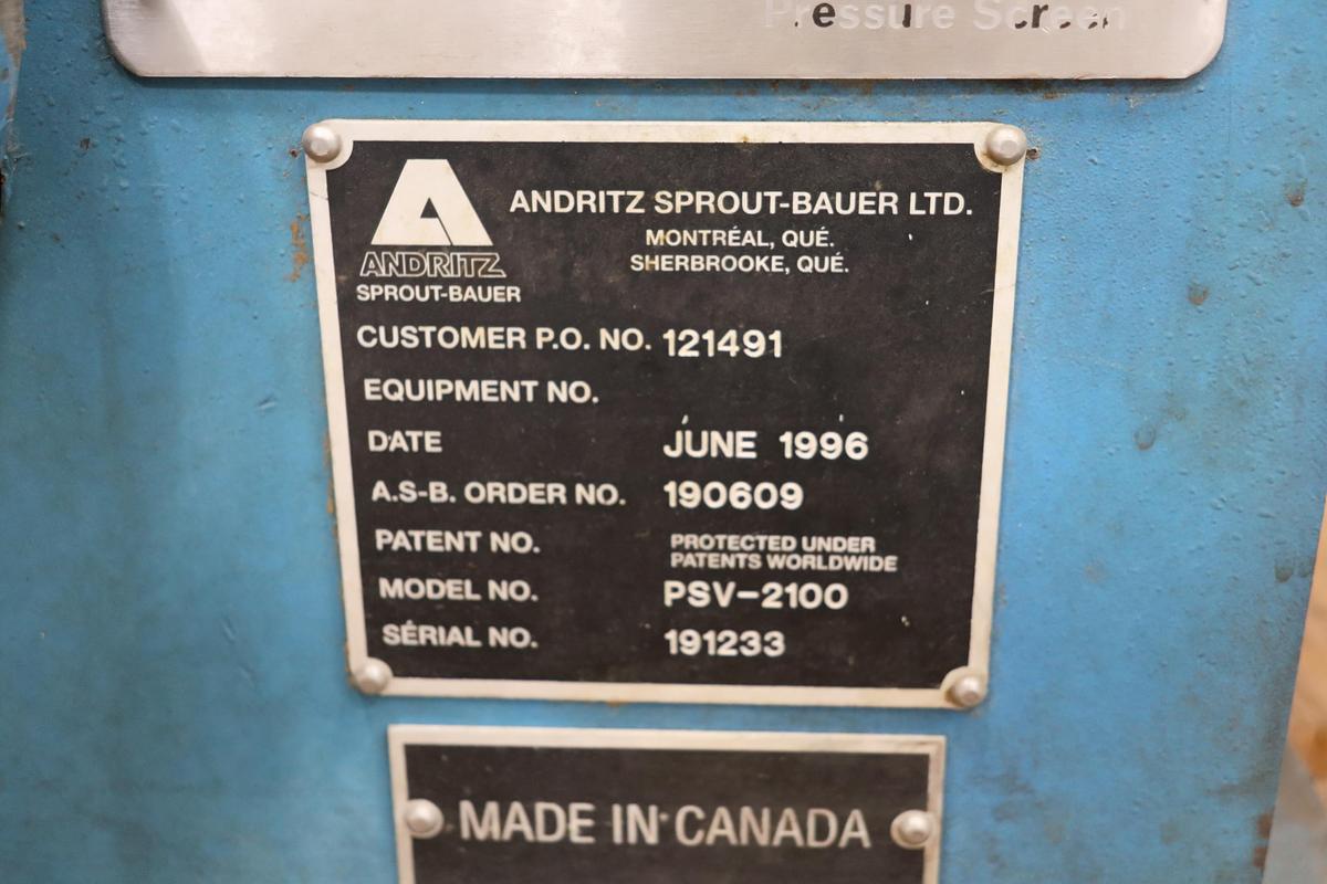 Used Hooper PVS-2100 Pressure Screen #47597
