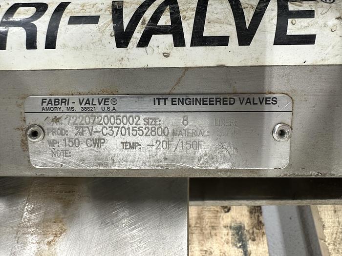 Used Fabri-Valve 8" Hand Operated Knife Gate Valve #46316