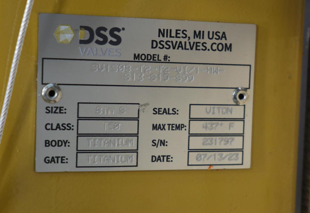 Used DSS 8V1808-T2-T2-VI/1-HW-S13-S19-S99 8" Hand Operated Knife Gate Valve #46538