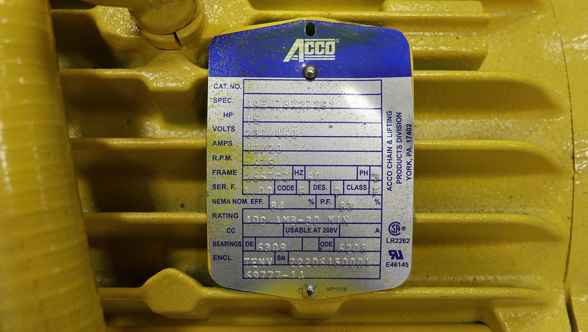 Unused Acco C4W10S025-22L4S1 Electric Hoist #47222