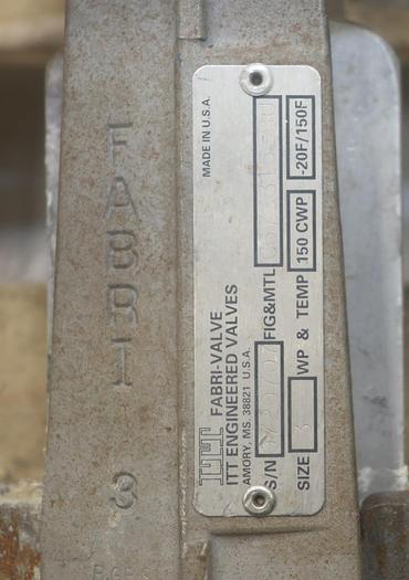 Used Fabri-Valve 3” Hand Operated Knife Gate Valve #45716
