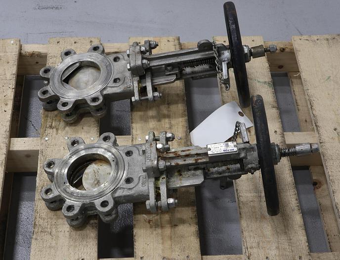 Used Hilton 4” Hand Operated V-Port Knife Gate Valve #45732