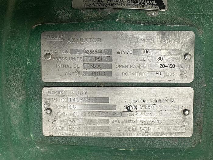 Used Fisher 16" V150 Air Operated Vee Ball Valve #46329