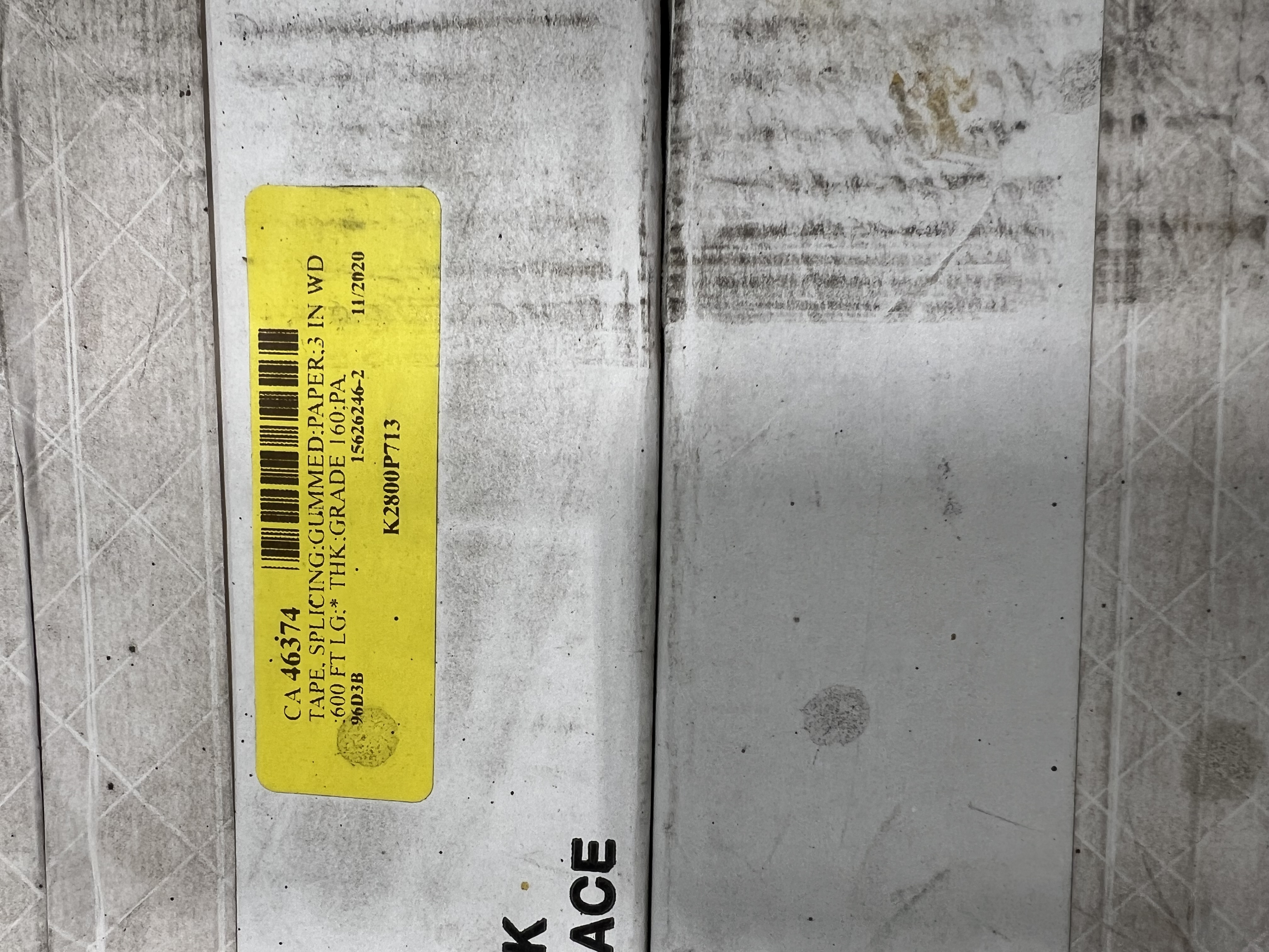 Unused Central Paper Splicing Tape, 3" Grade 160:PA #47622