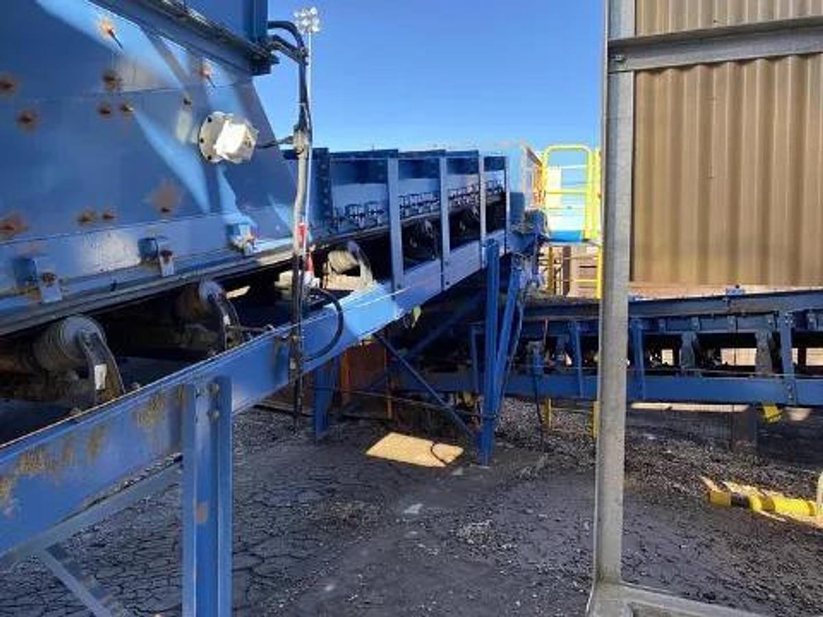 Used Bruks 70' Back-On Truck Dump with Optimized Smooth Cargo Flow Receiving Hopper #47308