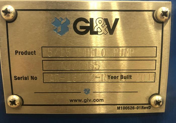 Unused GL&V 25/15 DUFLO Medium Consistency Pump Power End #46189